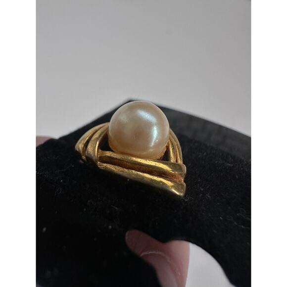 RICHELIEU Joseph H Meyer & Bros Earrings Gold tone Pearls Signed Estate Jewelry - Picture 9 of 10